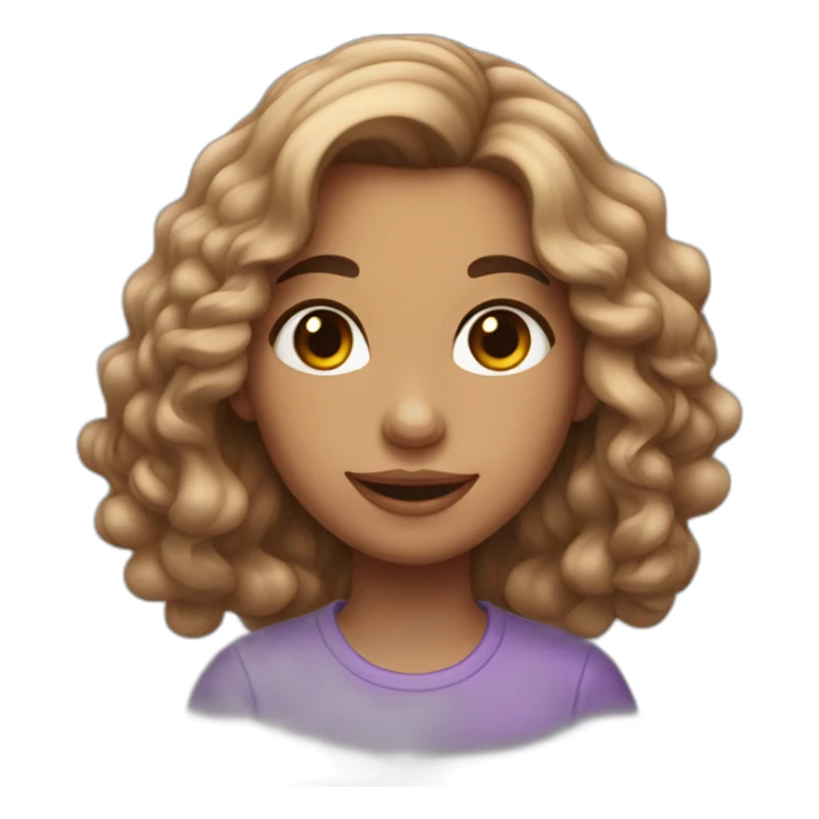 A girl with two dimples on her right cheek, long brown wavy hair, Kohl eyes sticker