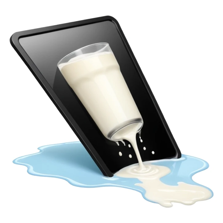 fallen over glass of milk spill on floor sticker