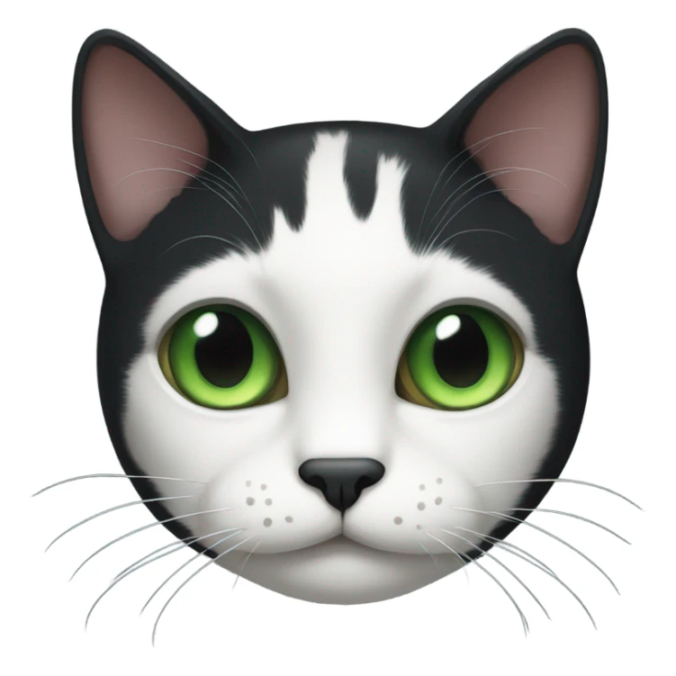 Black cat with green eyes and white spots near the mouth  sticker