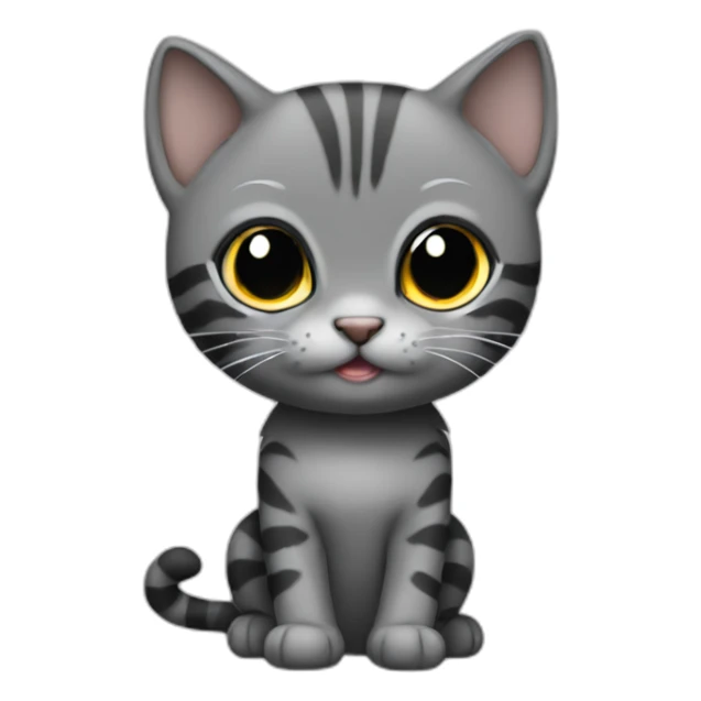 full body grey and black playful baby skinny cat sticker