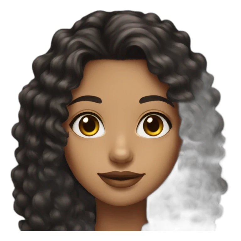 woman light brown skin long black curly hair with black cat sticker
