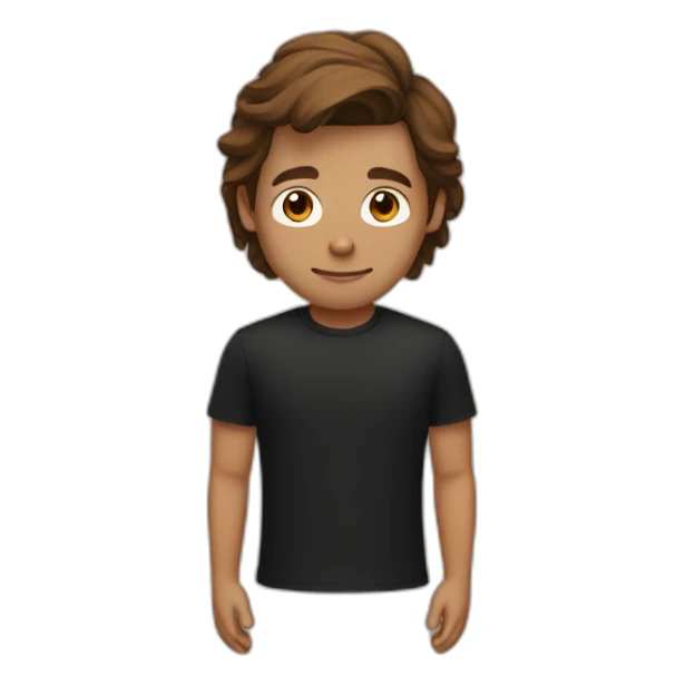 batrick bateman with black tshirt brown and centre parted hair sticker