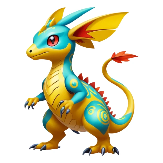 exotic fantasy-creature-Fakémon-Pokémon, full body, with random markings sticker