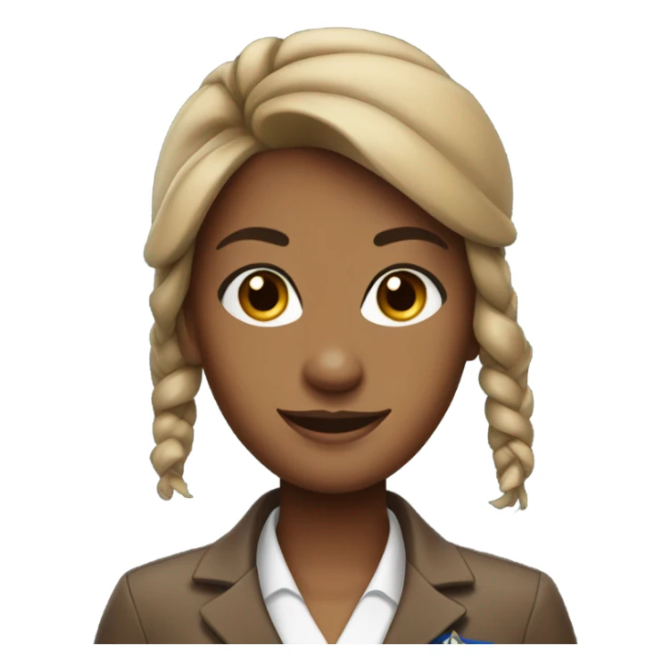 Flight attendant with brown clothes and tied up hair sticker