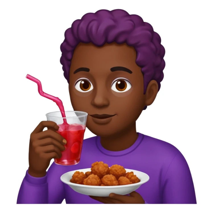 Black person drinking grape coolaid and eating chicken sticker