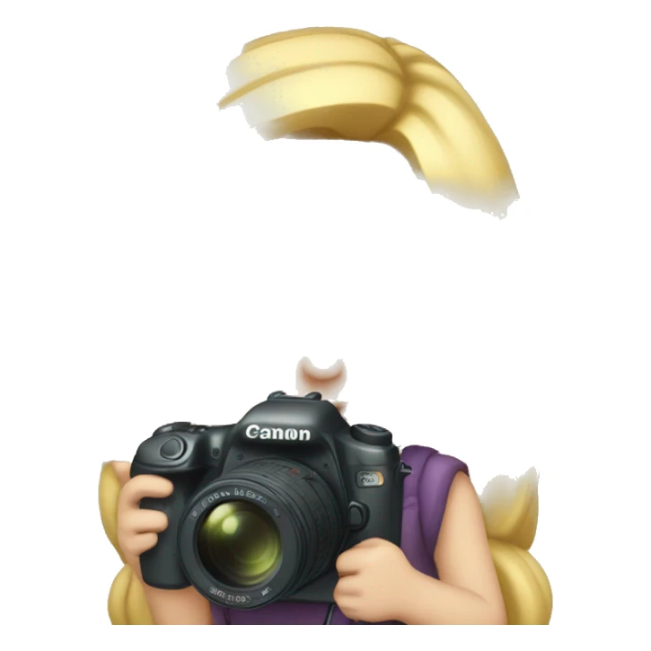 Blonde girl with a canon camera holding in arms sticker