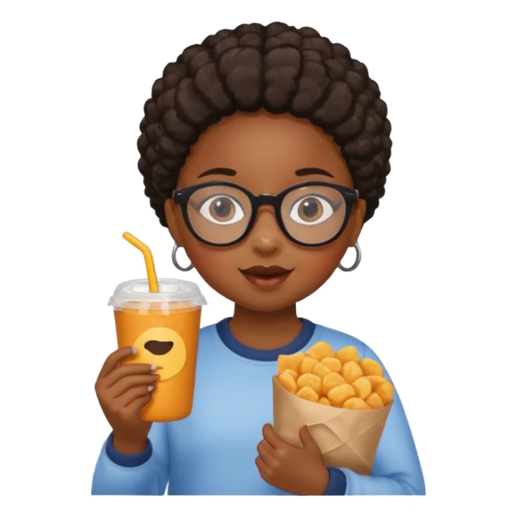 snack holding black girl kid with glasses on eyes sticker