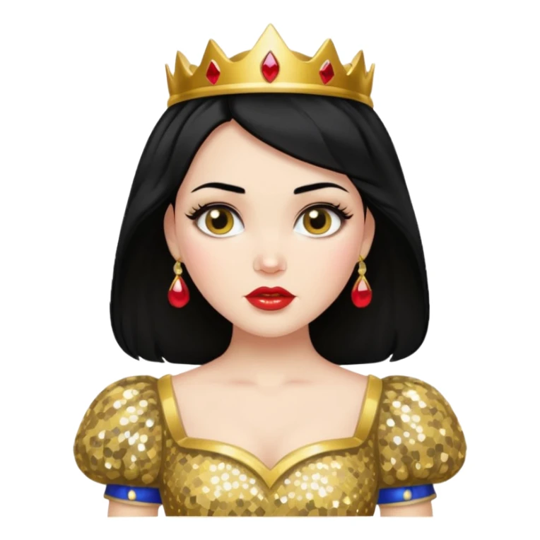 Snow White from Disney Princess with black hair, gold sequin outfit sticker