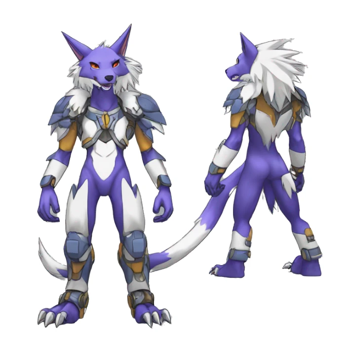 Cool Edgy Digimon-Fakemon-Garurumon-Loogamon-Dorulumon-Wolf full body sticker