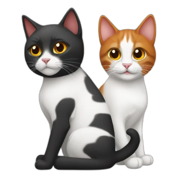 two cats, one black and white, one red hair sticker