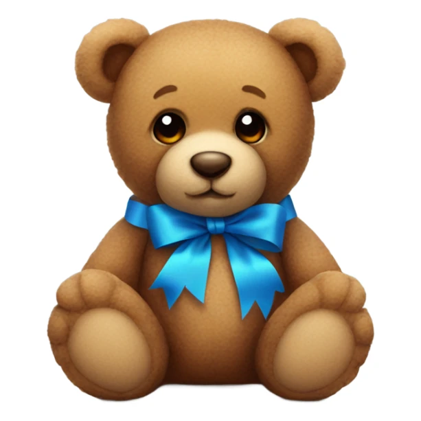 Cute Brown teddy bear with blue ribbon sticker