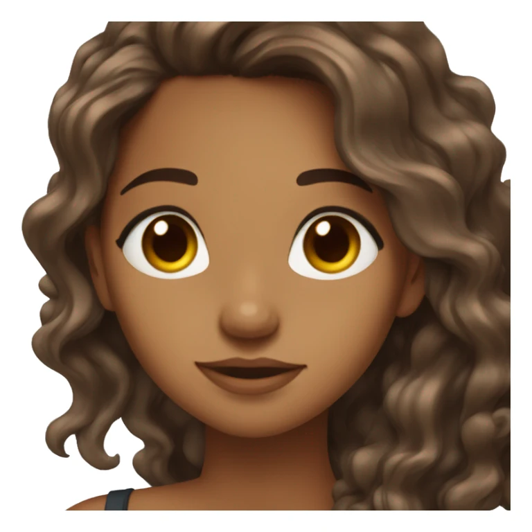 Warm olive toned skin with long brown wavy hair and dark brown eyes sticker