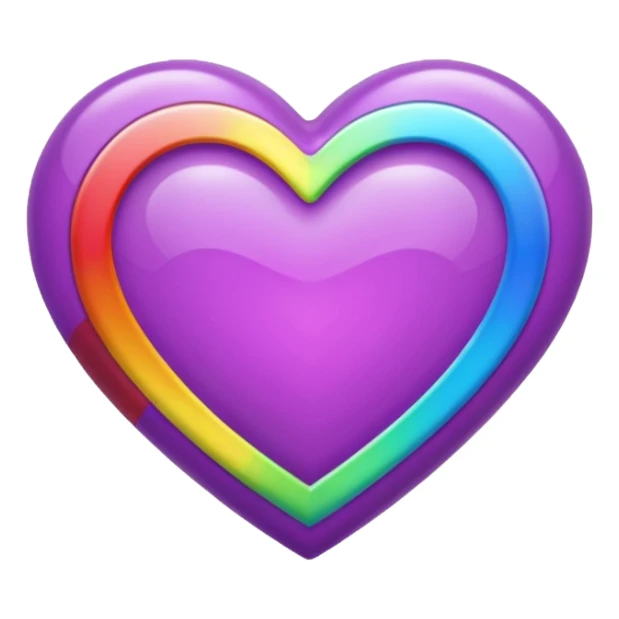 purple heart with a rainbow sticker