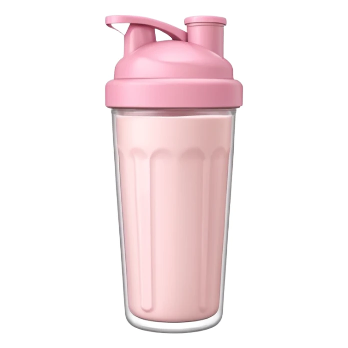 White shaker bottle with pastel pink lid, filled with protein shake sticker