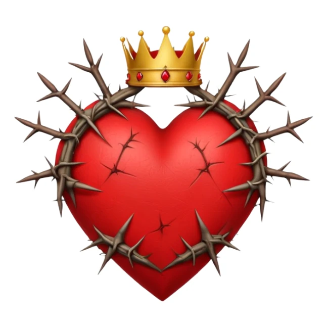 Create heart shape and in the horizontal midway create that crown thonrs like in the Jesus head  sticker