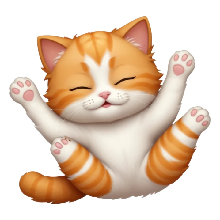 ginger and white small cat in funny positions upside down with eyes closed sticker