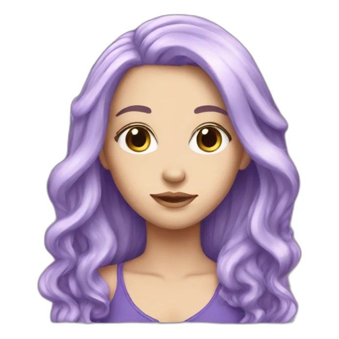 White Girl long purple hair sticker