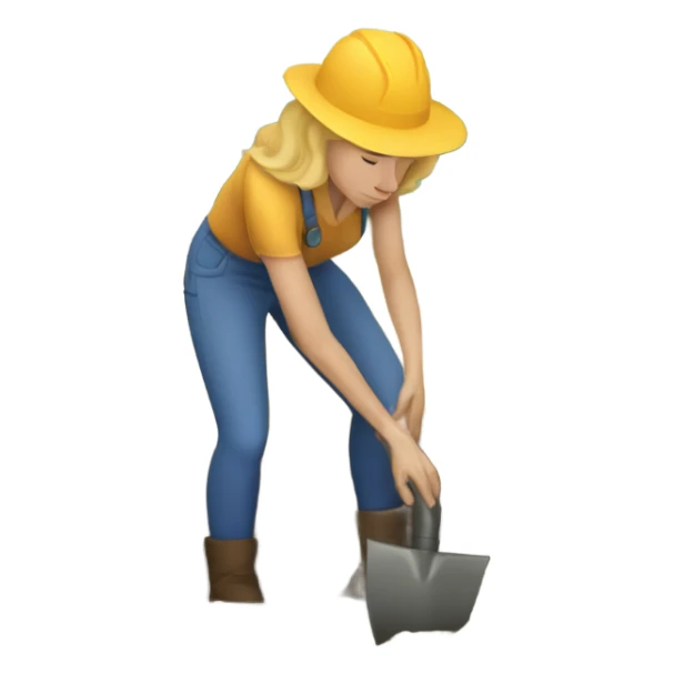 a white woman digging a hole in the ground sticker