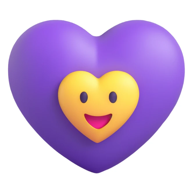 a violet purple heart, 3D emoji style sticker