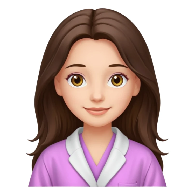 happy long haired brunette girl hazel eyes in light pink in therapy sticker