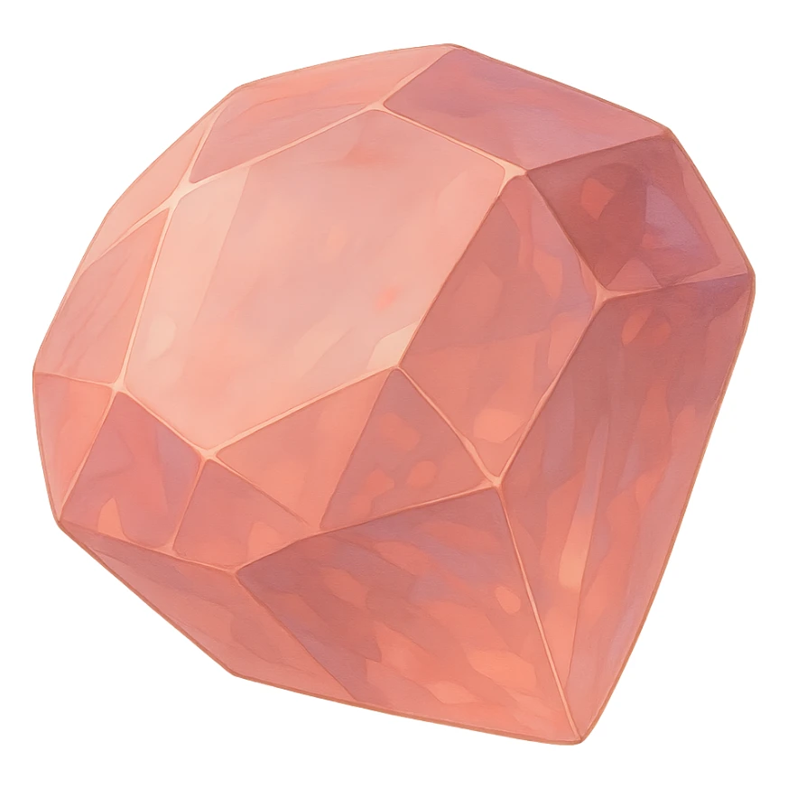 Remove all shadows, keep the realistic pink gemstone in Ghibli style with no background. sticker