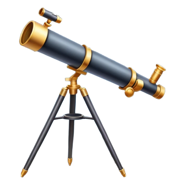 An icon featuring a telescope, stars, and a planet, symbolizing astronomy. The design includes a crescent moon, distant galaxies, and constellations, representing the study of space and celestial bodies. Transparent background highlights the exploration of the universe and cosmic phenomena. sticker