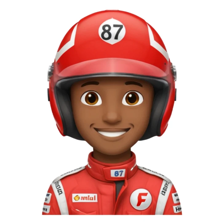 Emoji wearing red f1 helmet saying 8 7 sticker