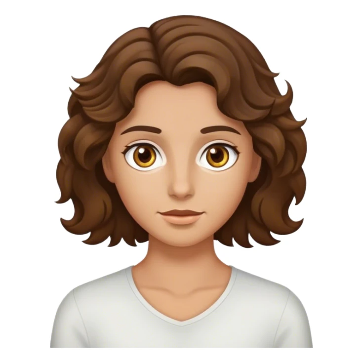 Brunette wavy hair slight tan skin hazel eyes  sticker