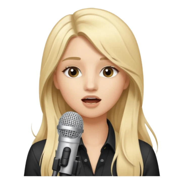 Singer Young woman – long blonde hair, around 20s,  singing into mic sticker