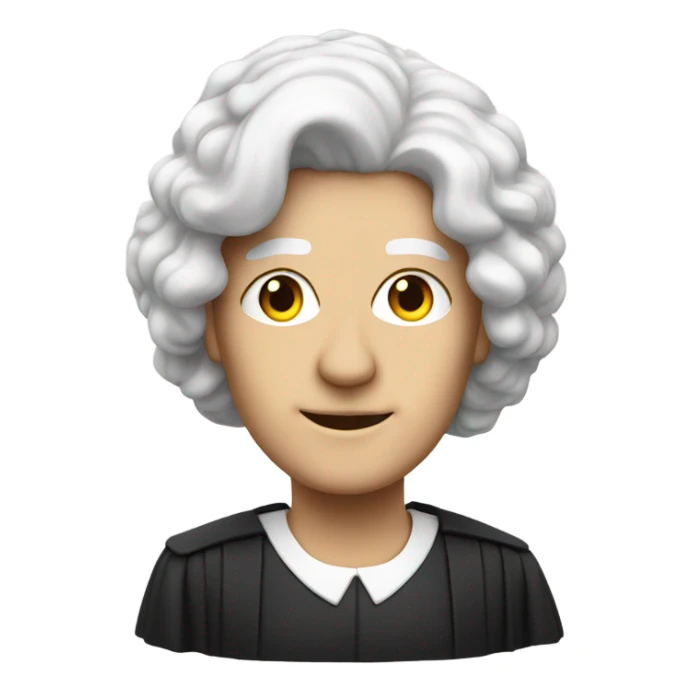 white UK judge with wig at an angle sticker