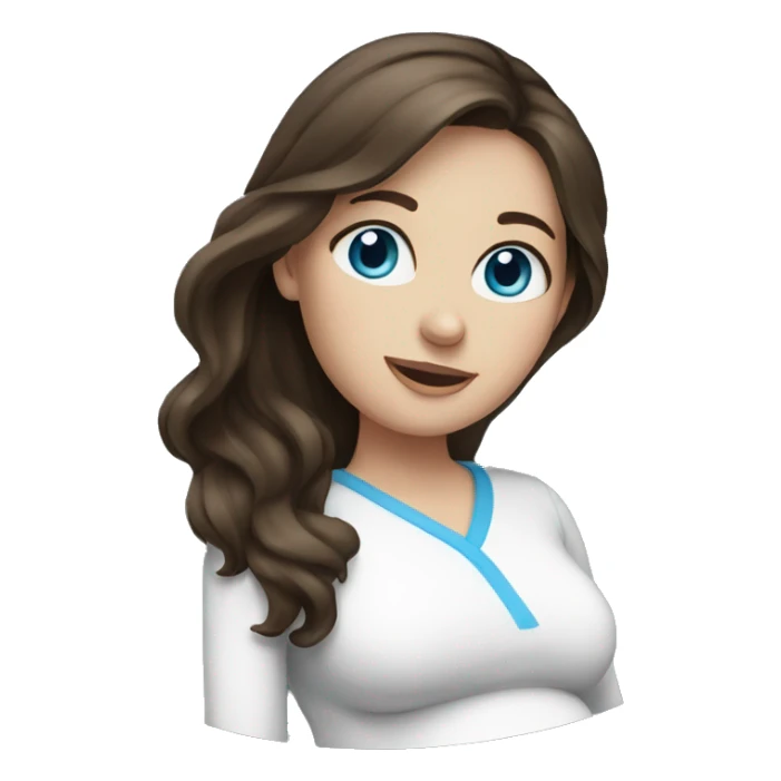 Brunette, white with blue eyes pregnant girl sticker