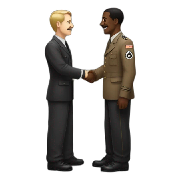 hitler shaking hands with a black man sticker