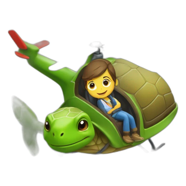 Une loute sur une tortue sur un hélicoptère sticker