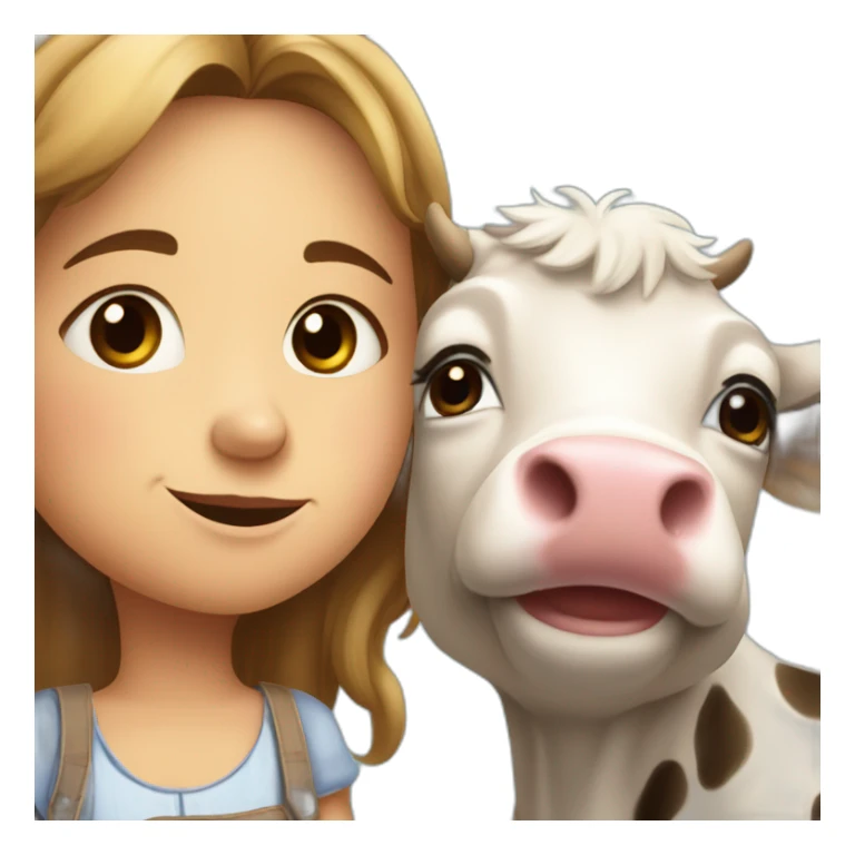 petite fille qui caresse une vache sticker