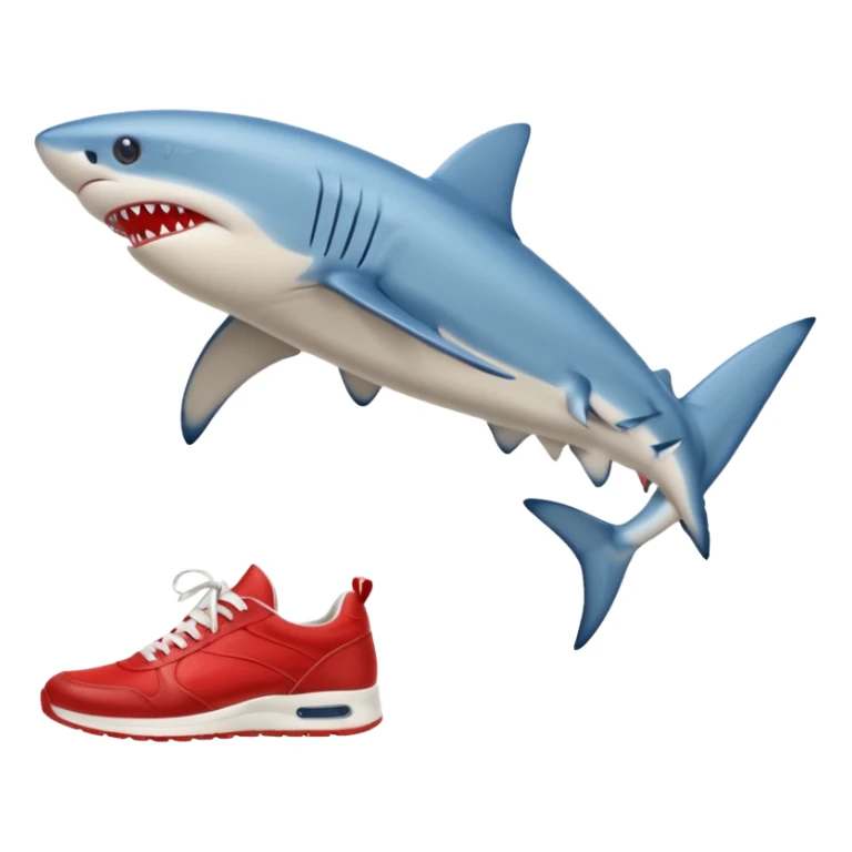 Blue shark with red sneakers and legs  sticker