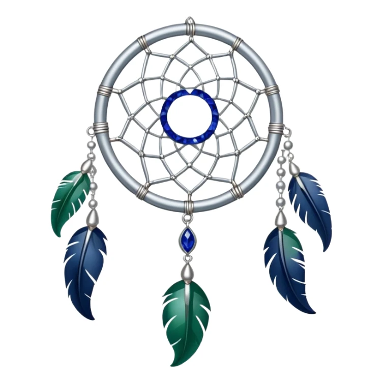 Silver Dreamcatcher with sapphire-stones and emerald-stones sticker