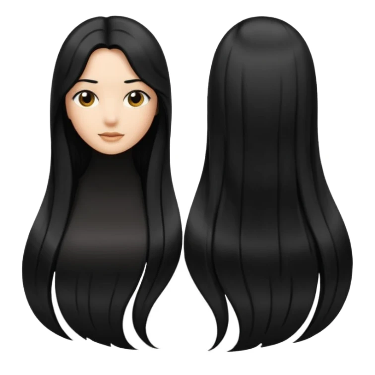 back view of long black hair sticker