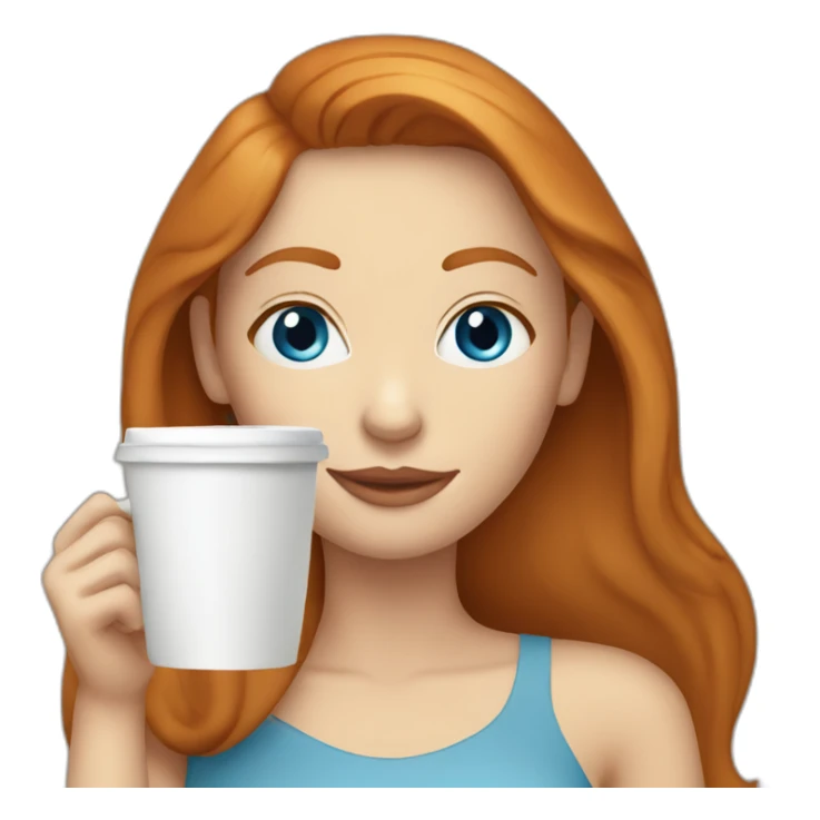 Ginger straight hair and blue eyes woman drinking a coffee sticker
