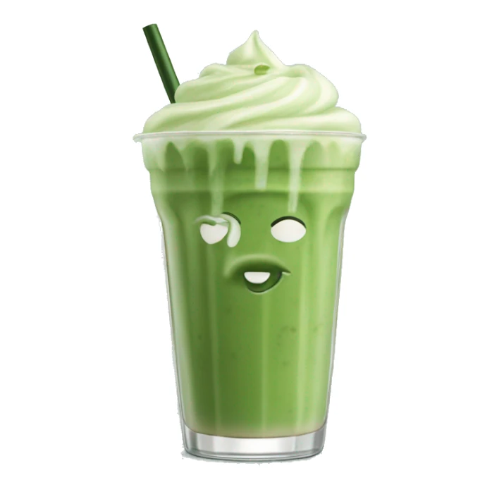 Iced matcha latte with no whipped topping in glass sticker