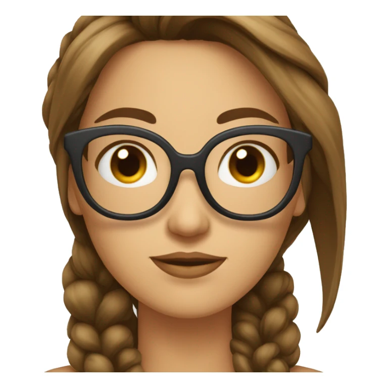 Fille aux cheveux longs brun avec des lunettes de forme carré sticker