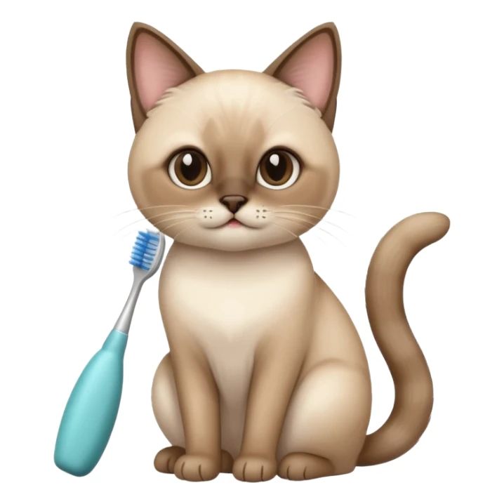 cute siamese cat, tooth brush, hair brush sticker