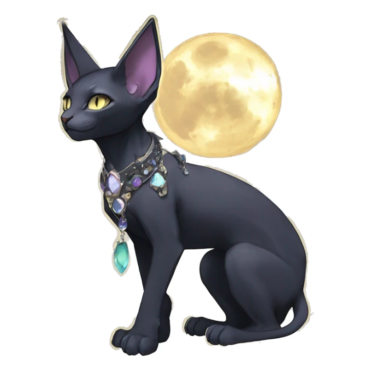 cool punk kawaii anime edgy distinguished ethereal elegant beautiful fantasy black ethereal fantasy nargacuga-Noivern-sphynx-Quiana-Fakemon collar harness moon jewels full body sticker