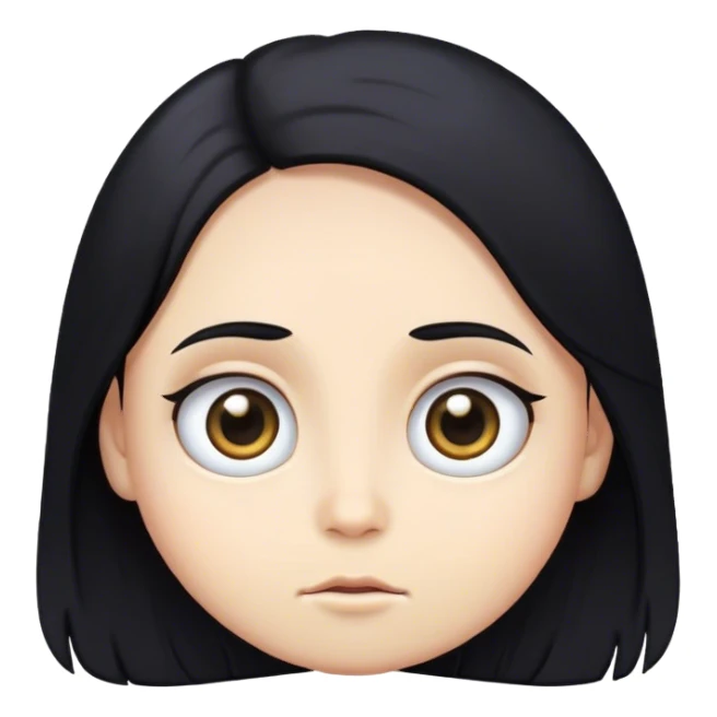 Long black hair. Big eyes.Round face. sticker