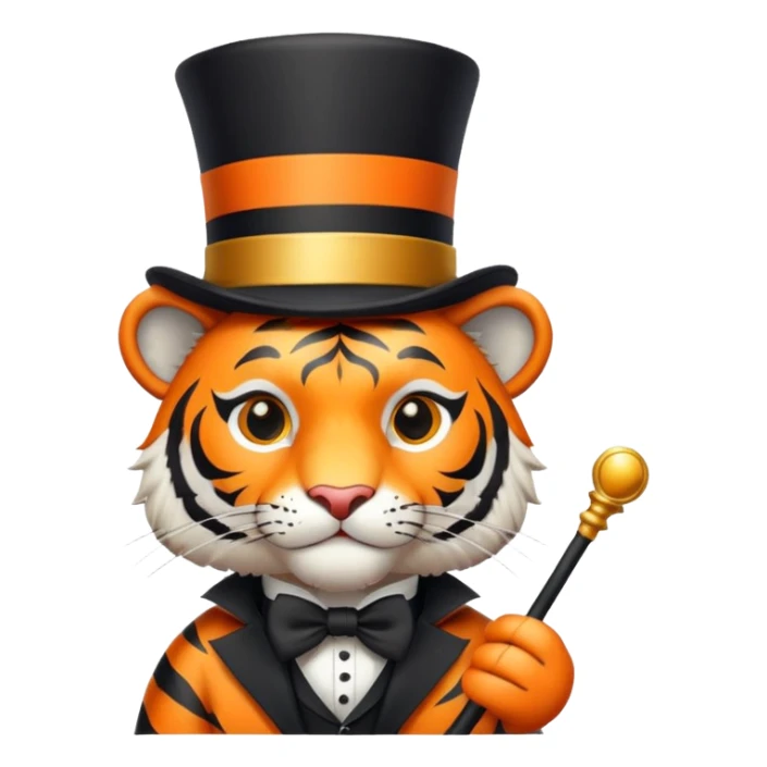 Tiger magician with wand and top hat sticker