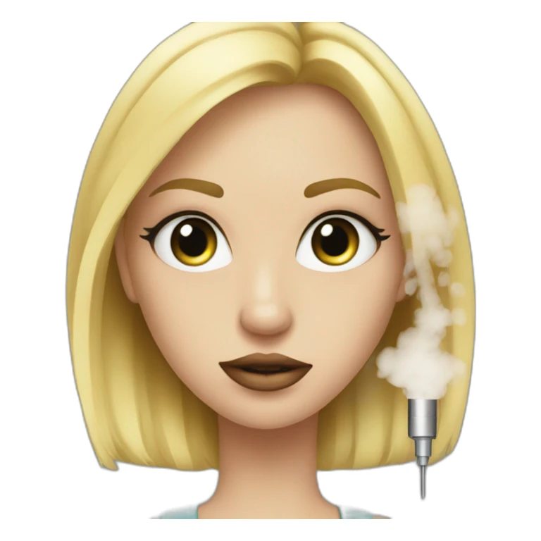 blonde girl with vape addiction and eyelashes falling out sticker