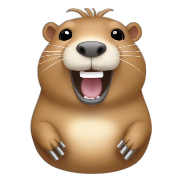 Laughing capybara with stainless steel tubes sticker