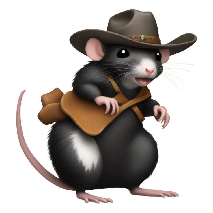 Rat wearing a cowboy hat riding a skunk sticker