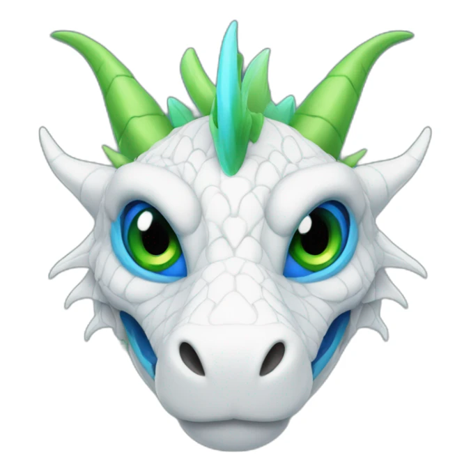 White dragon with blue and green wings and blue fur on neck sticker