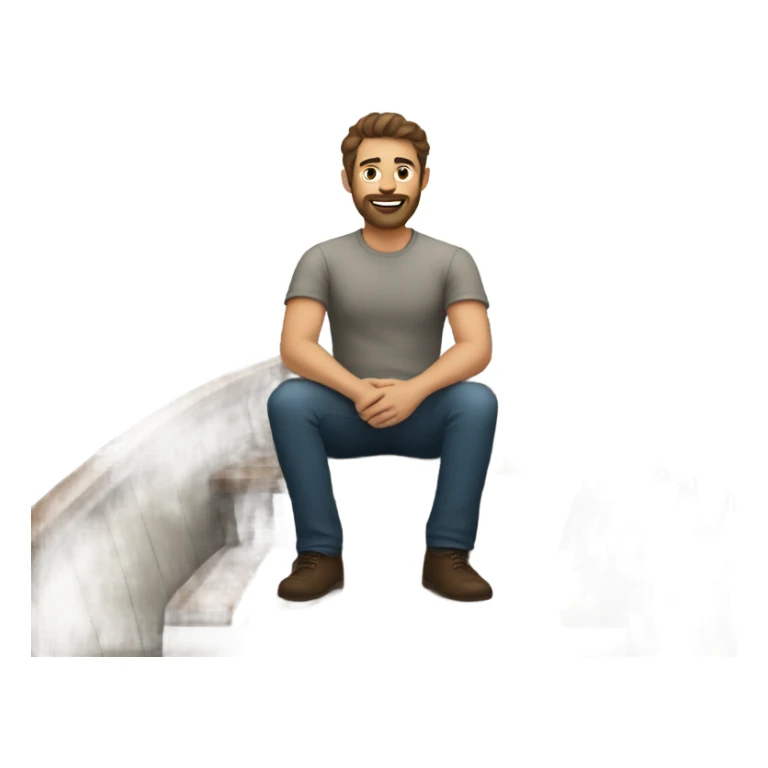 Brown hair man with beard on a boat sticker