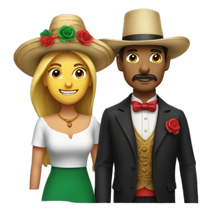A man and a woman with a Mexican tophat sticker